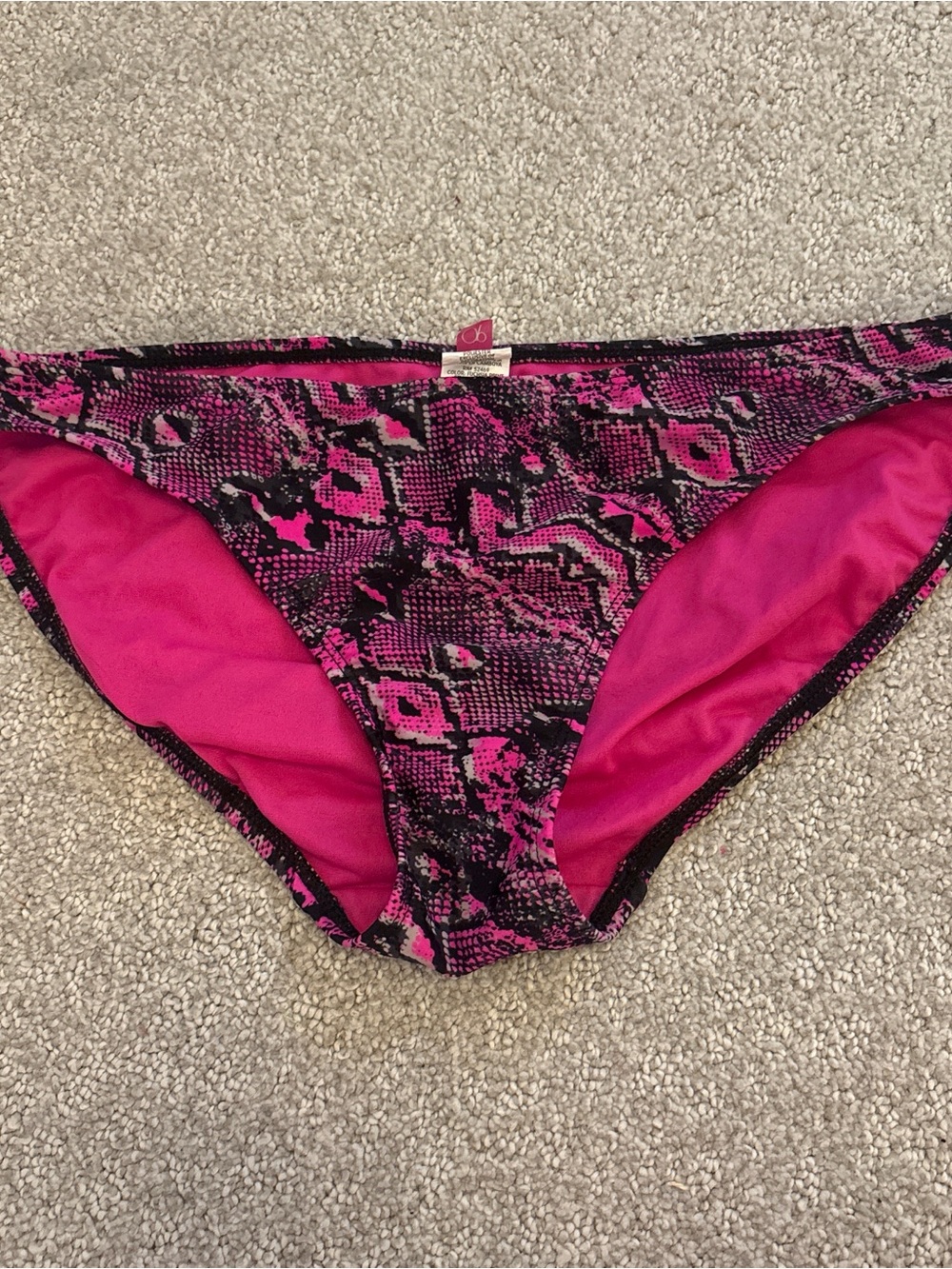 OP Hot Pink & Black Snake-Print Bikini Bottom